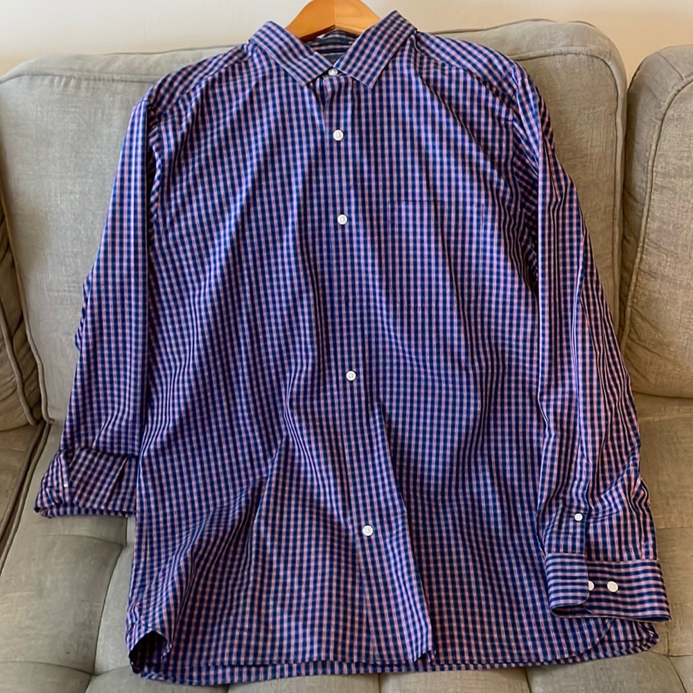 Fairlane Men’s XL Checkered Button Down Long Sleeve Dress Shirt